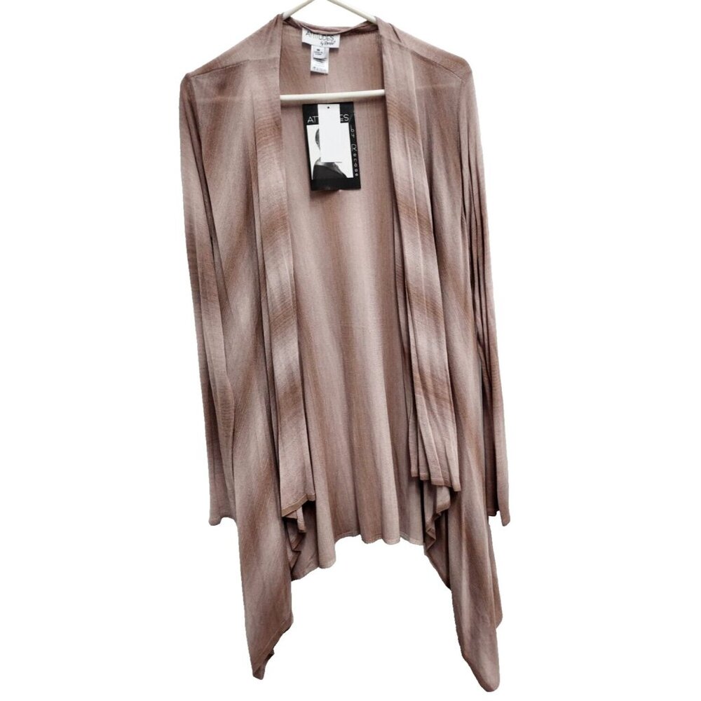 Attitudes by Renee Womens Cascading Cardigan Medium Tan Two Tone Open Neutral‎